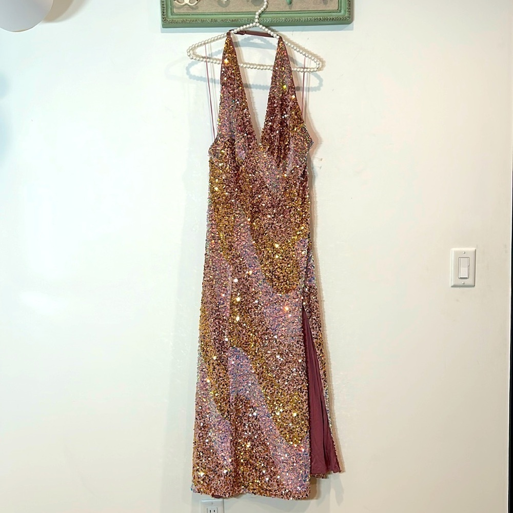 Free People Rosegold Sequin Midi Dress Hot Party Ready Date Night!